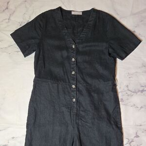 Everlane Black/Charcoal Linen Jumpsuit